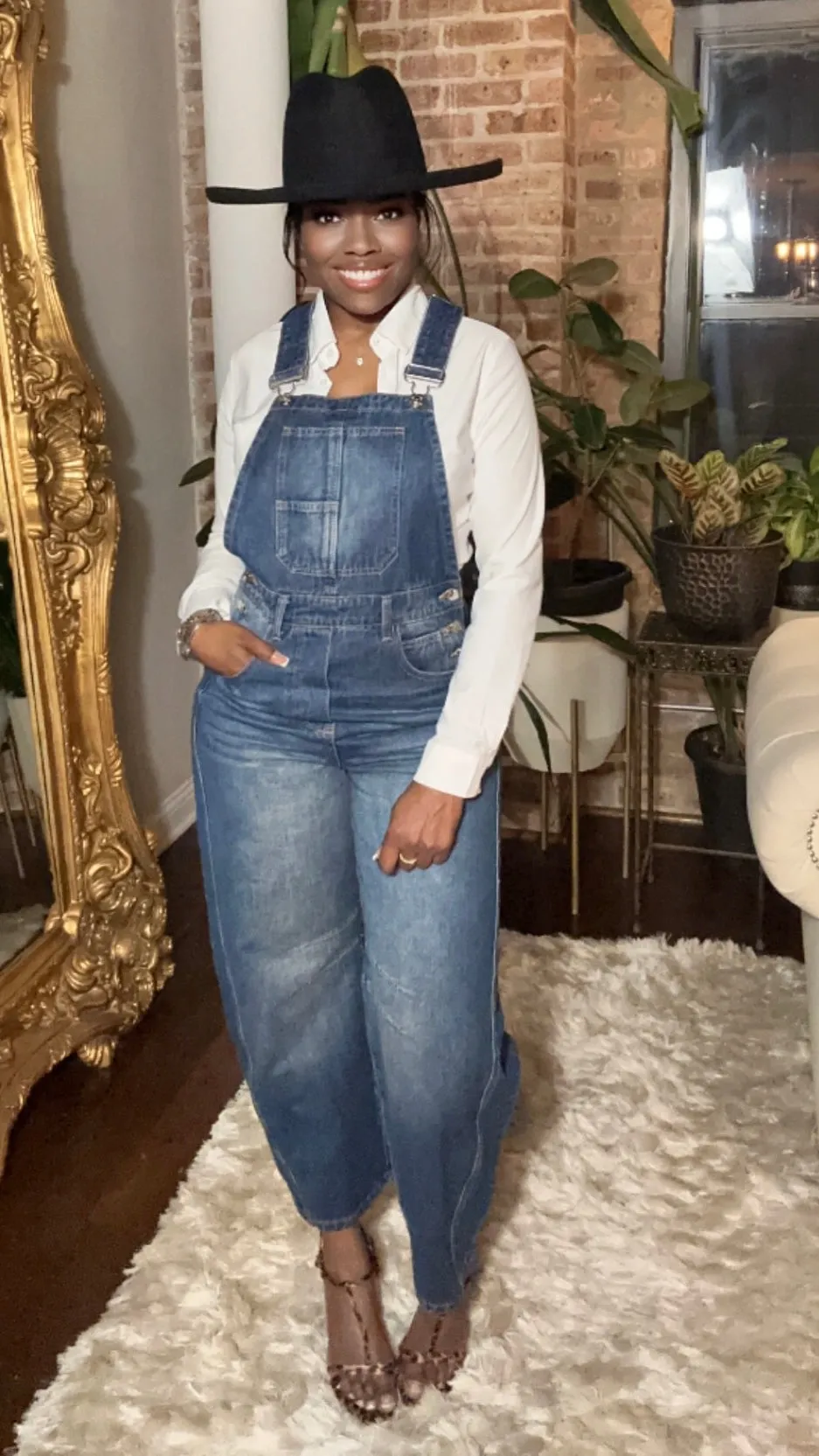 Denim Barrel Overalls